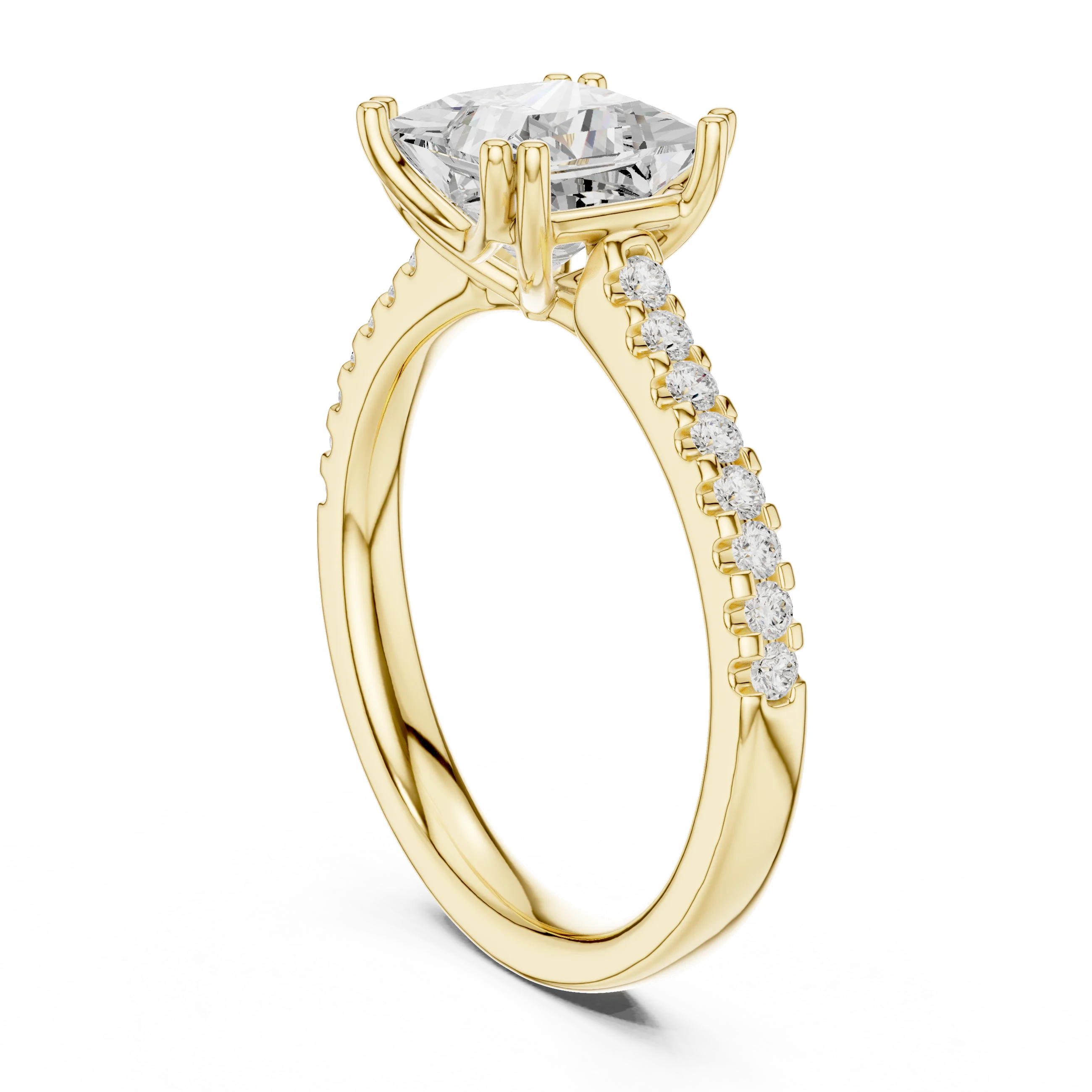Princess-Cut Diamond Engagement Ring with Split Shank