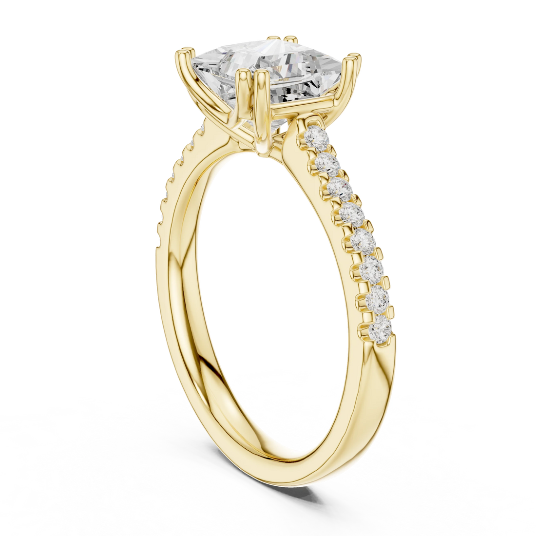 Princess-Cut Diamond Engagement Ring with Split Shank