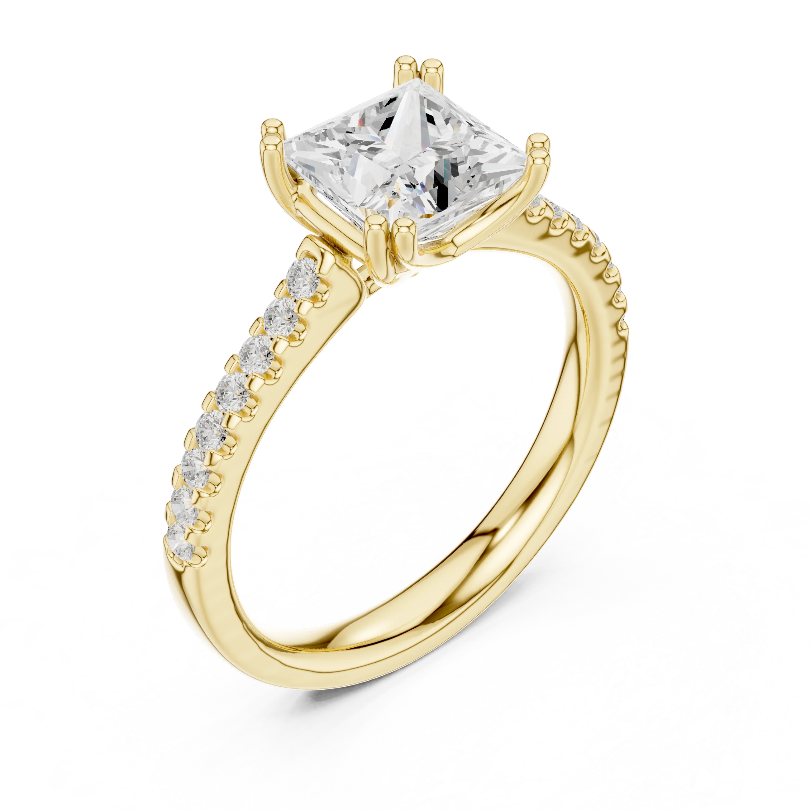 Princess-Cut Diamond Engagement Ring with Split Shank