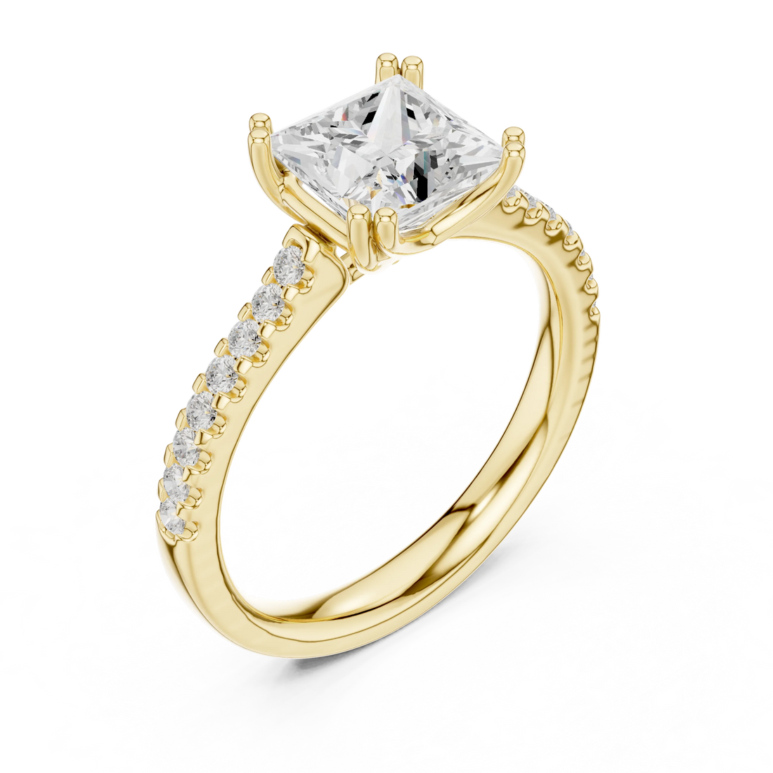 Princess-Cut Diamond Engagement Ring with Split Shank