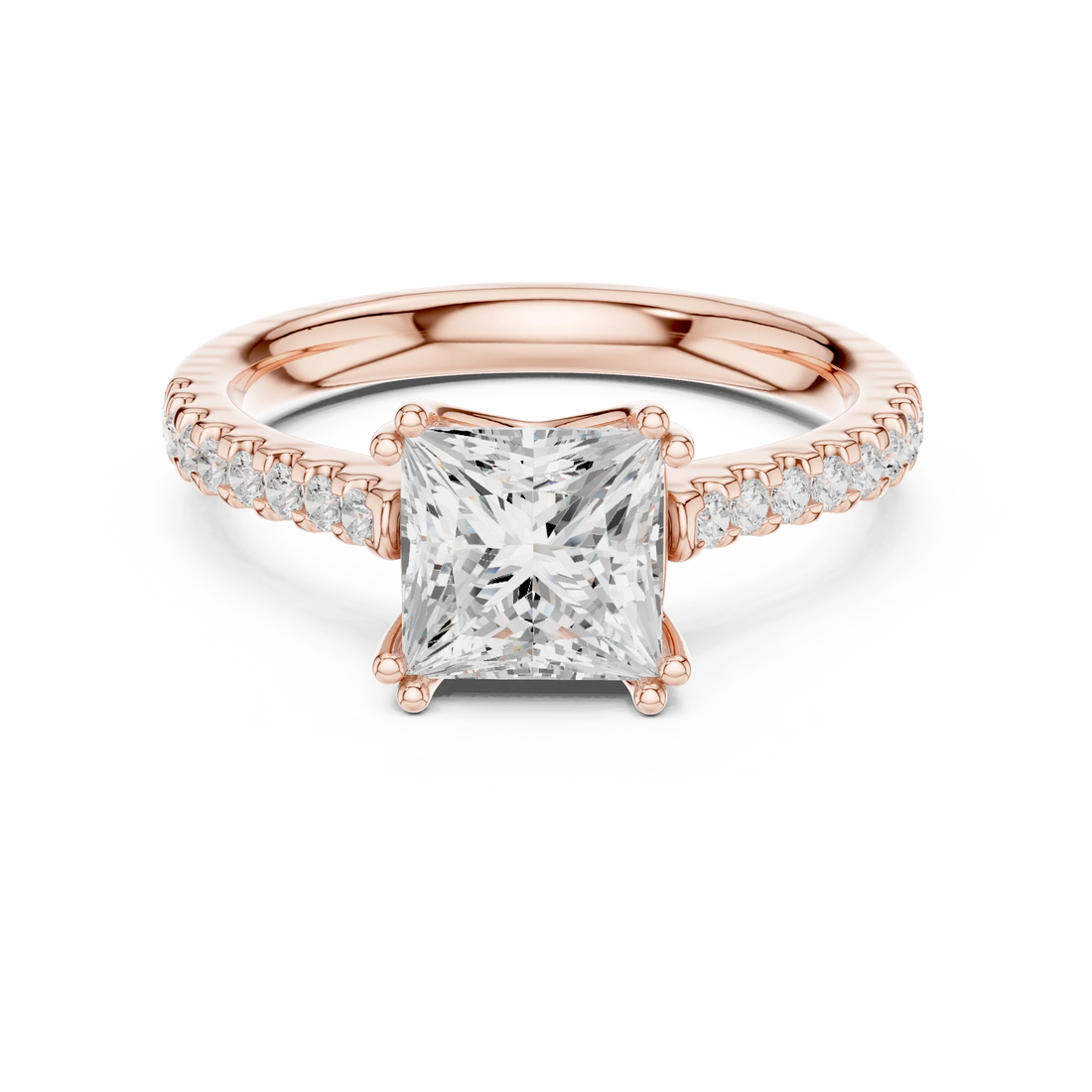 Princess-Cut Diamond Engagement Ring with Split Shank