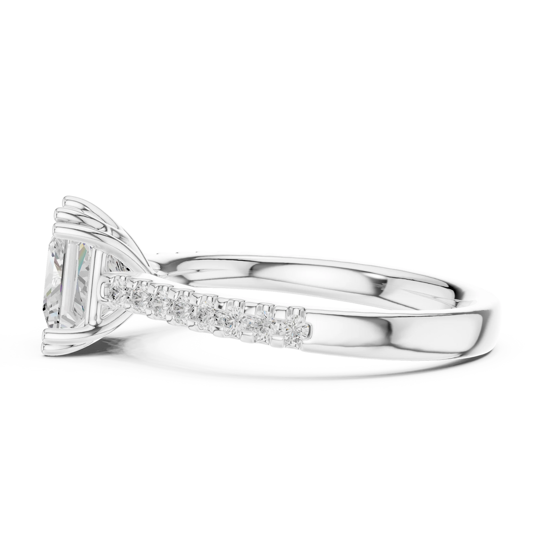 Princess-Cut Diamond Engagement Ring with Split Shank