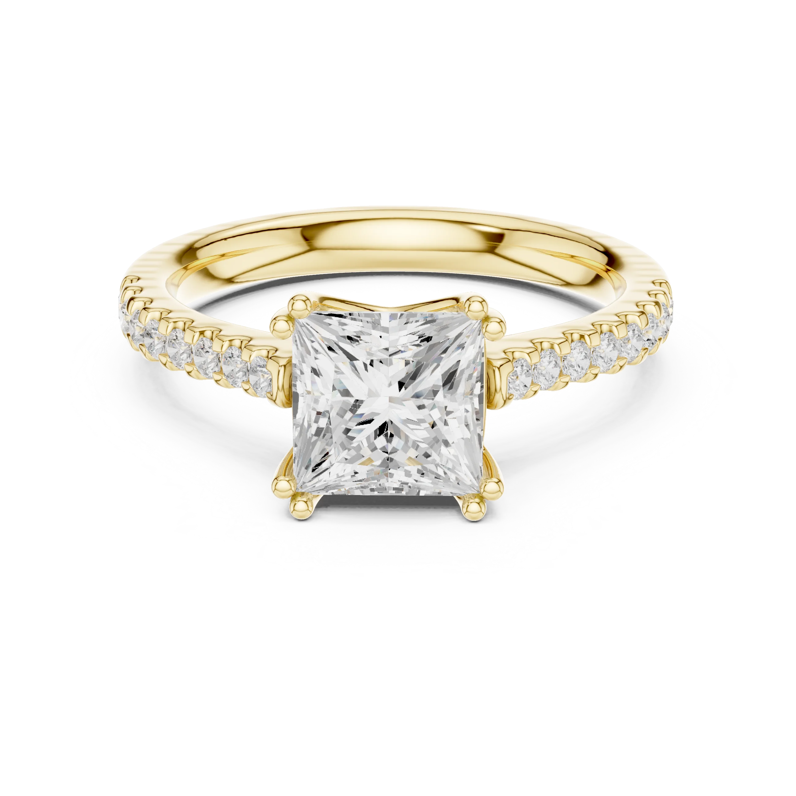 Princess-Cut Diamond Engagement Ring with Split Shank
