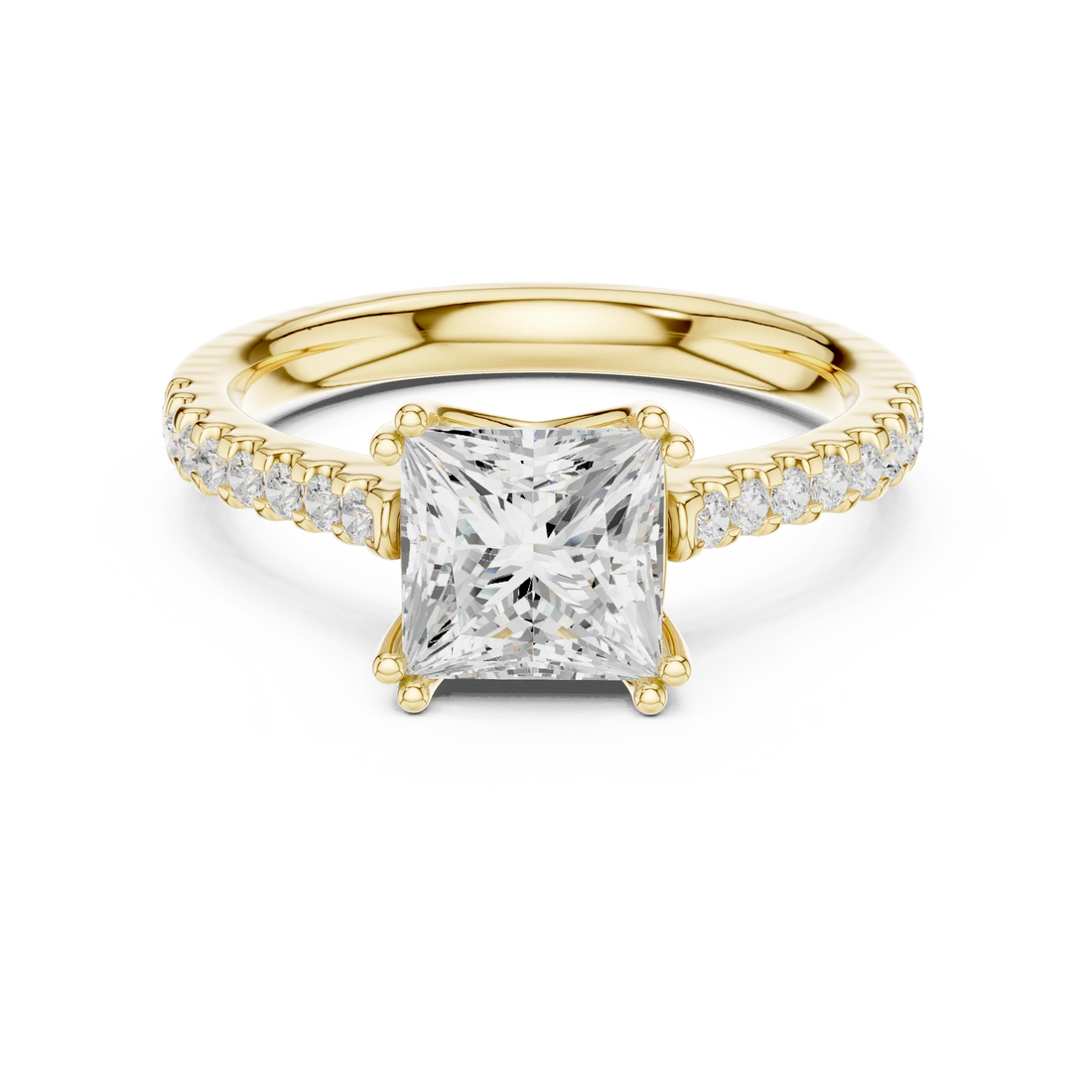 Princess-Cut Diamond Engagement Ring with Split Shank