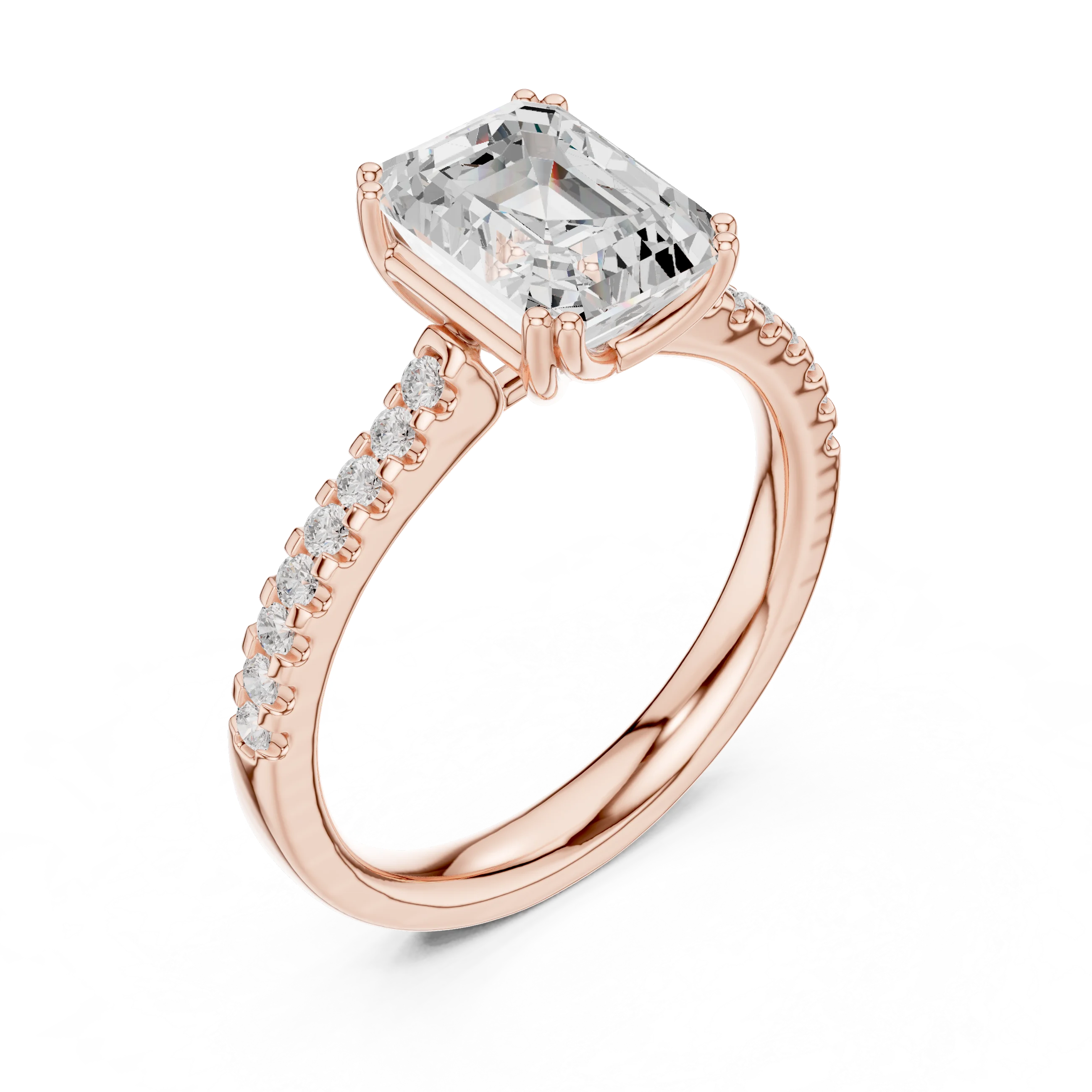 Emerald-Cut Diamond Engagement Ring with Split Shank