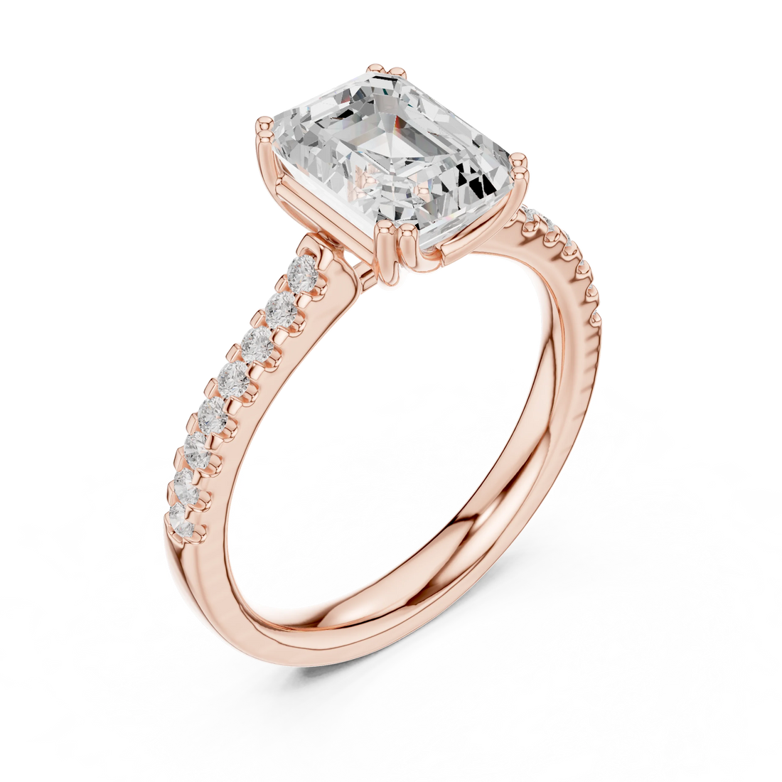 Emerald-Cut Diamond Engagement Ring with Split Shank