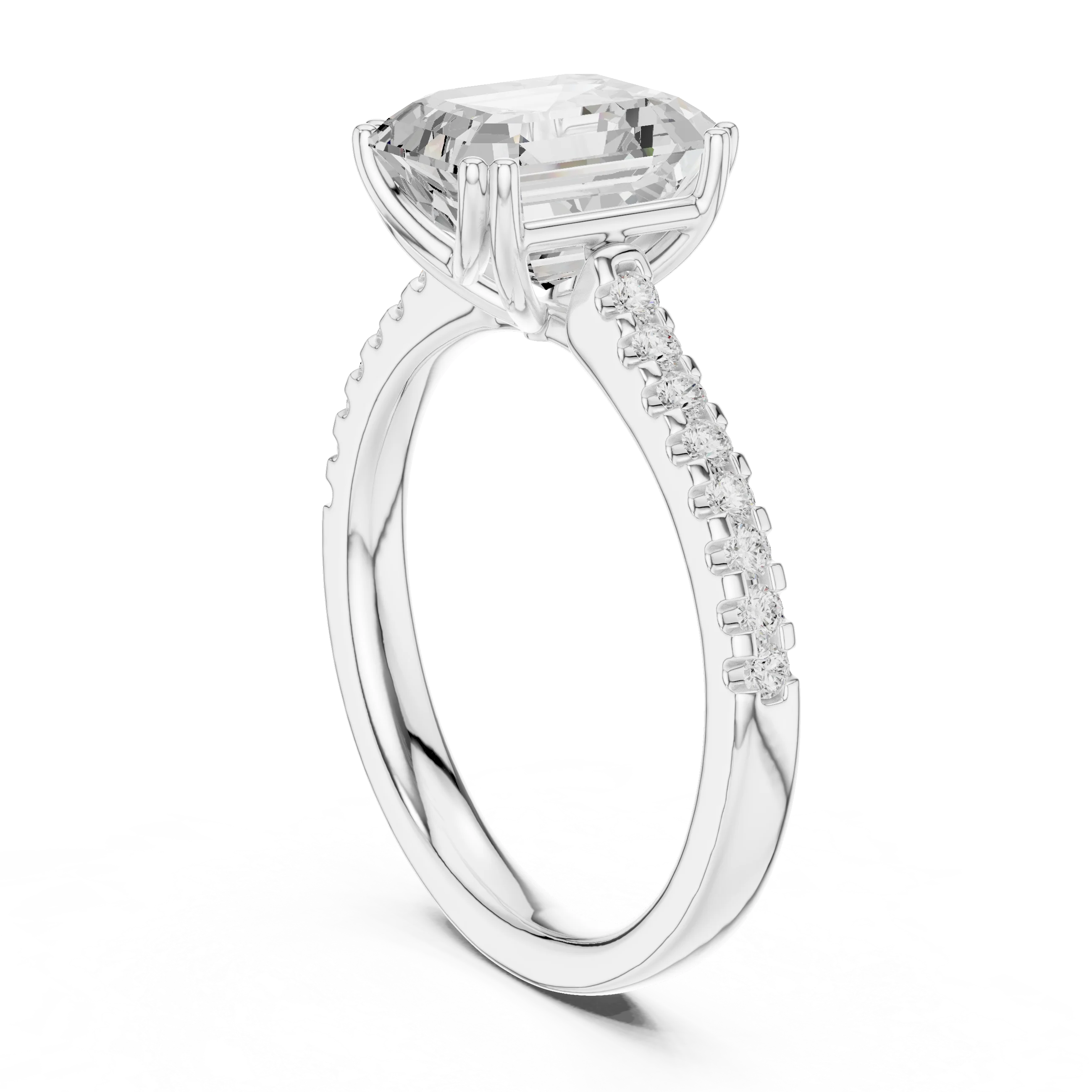 Emerald-Cut Diamond Engagement Ring with Split Shank