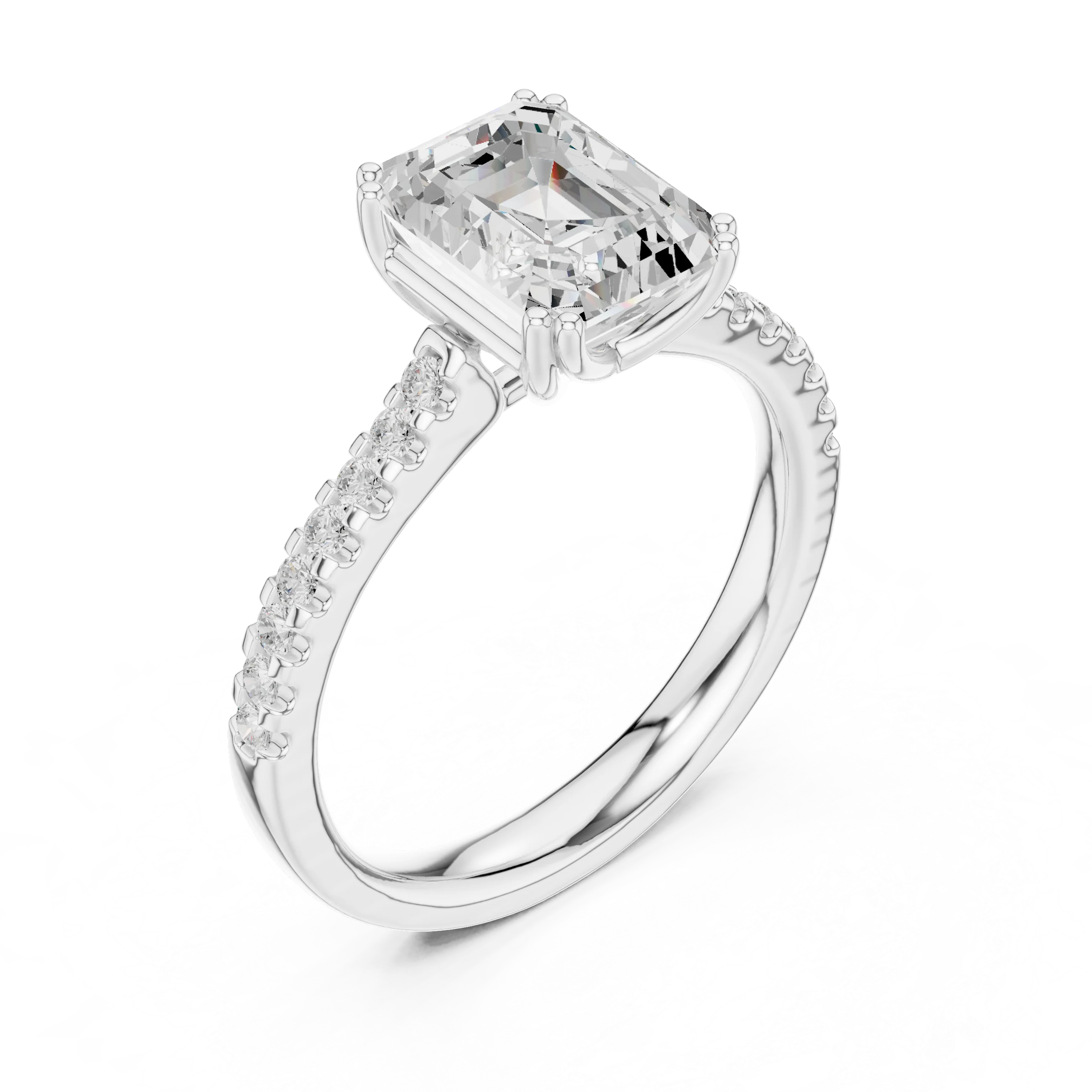 Emerald-Cut Diamond Engagement Ring with Split Shank