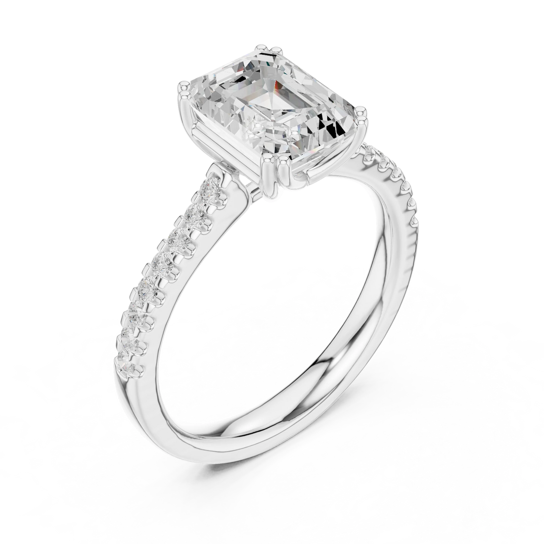 Emerald-Cut Diamond Engagement Ring with Split Shank