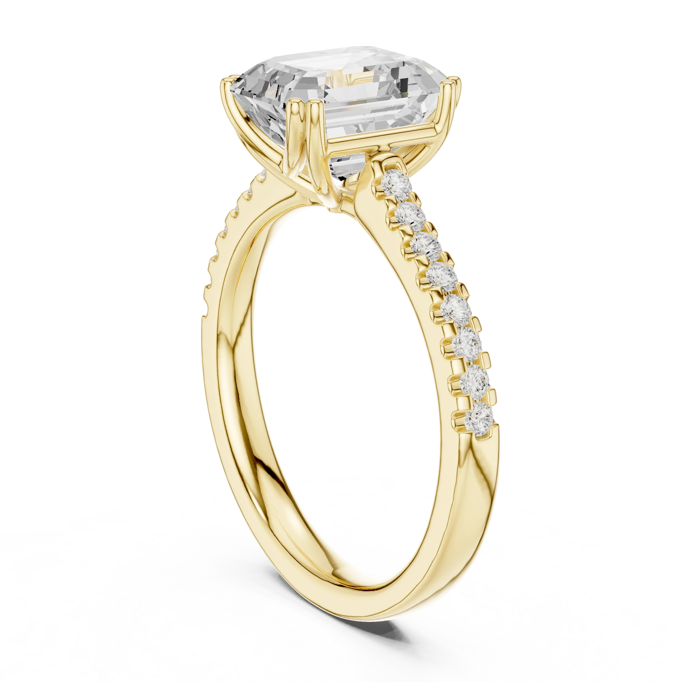Emerald-Cut Diamond Engagement Ring with Split Shank