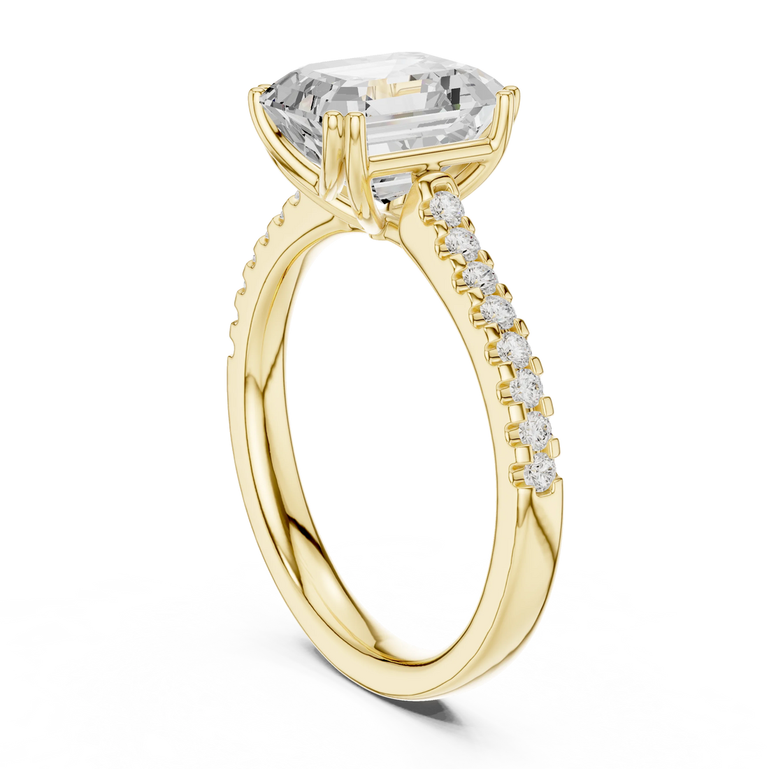 Emerald-Cut Diamond Engagement Ring with Split Shank