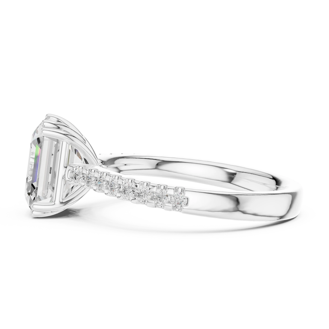 Emerald-Cut Diamond Engagement Ring with Split Shank
