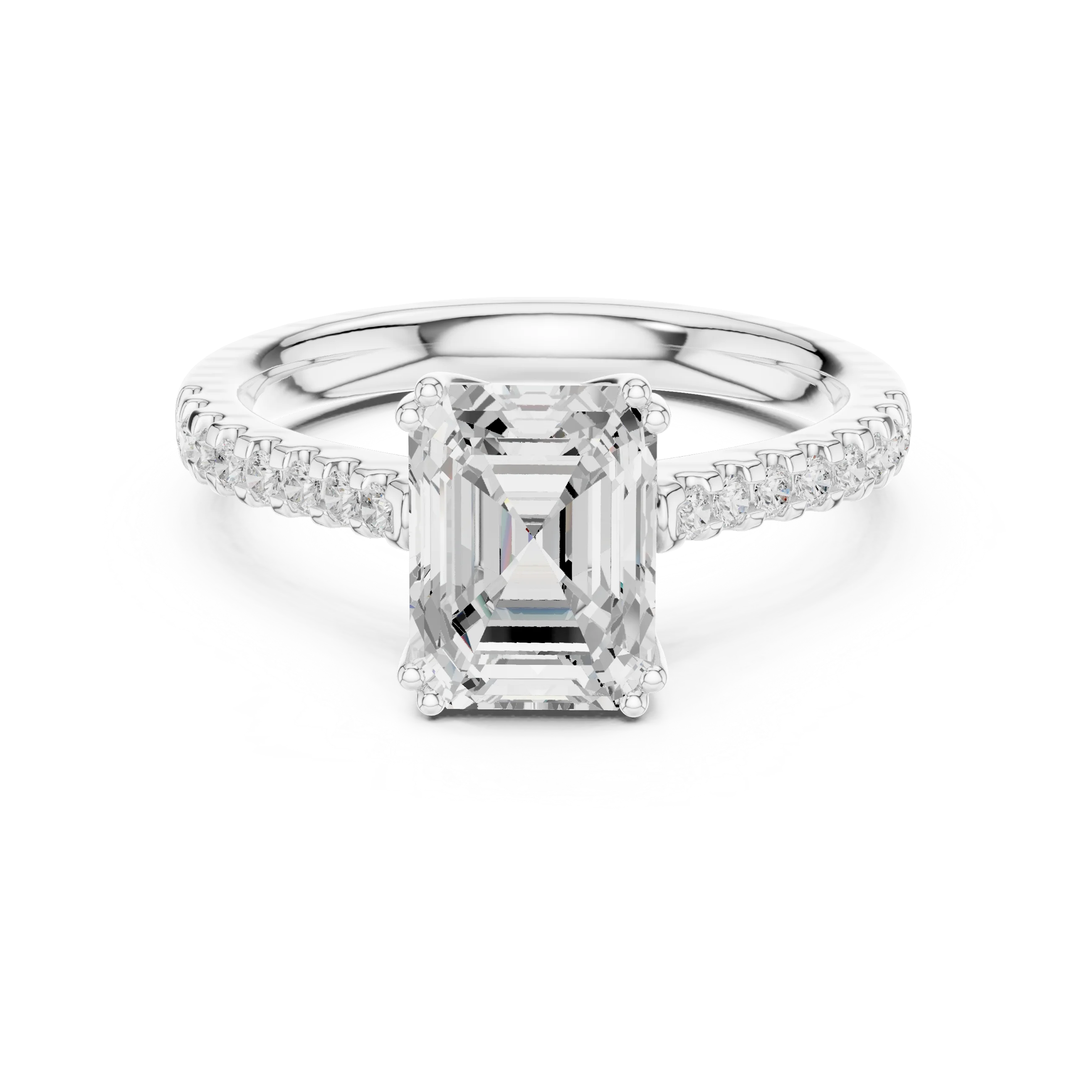 Emerald-Cut Diamond Engagement Ring with Split Shank