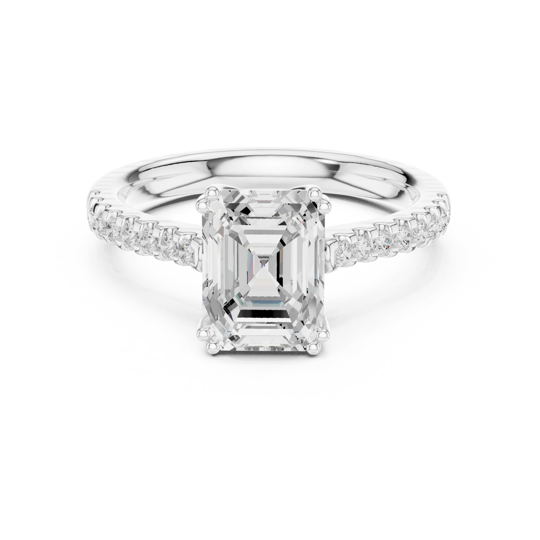 Emerald-Cut Diamond Engagement Ring with Split Shank