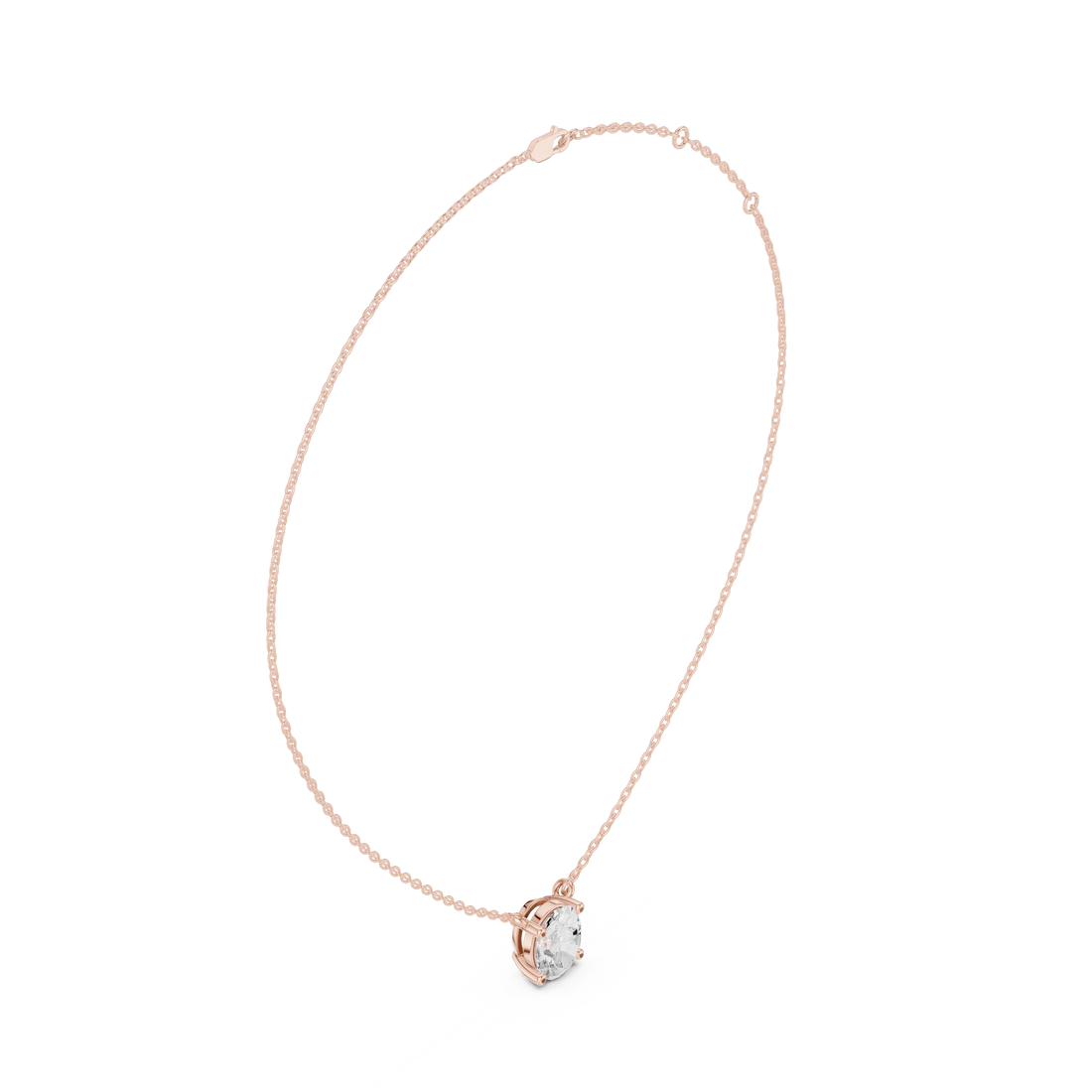 Oval Glow Solitaire Diamond Pendant