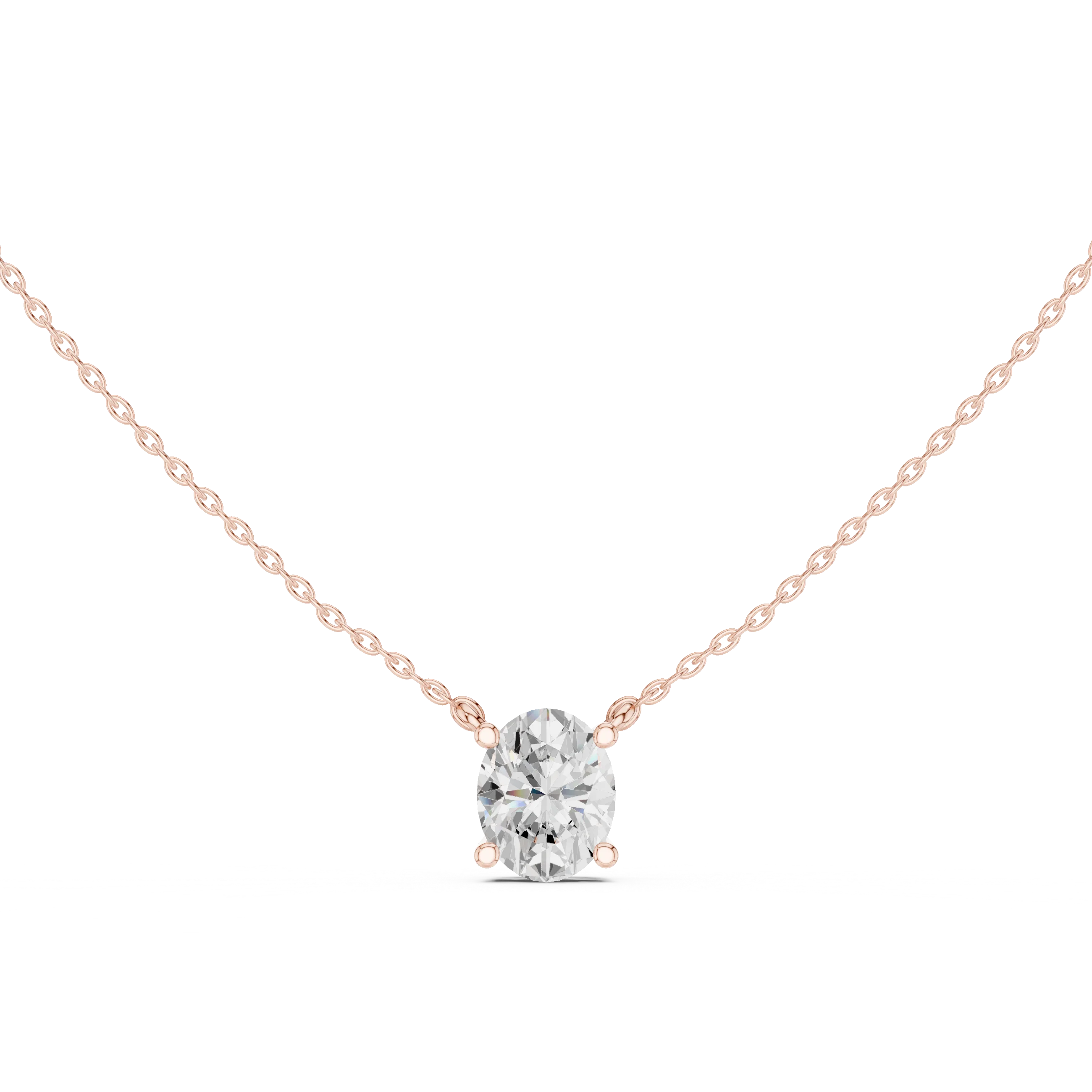 Oval Glow Solitaire Diamond Pendant