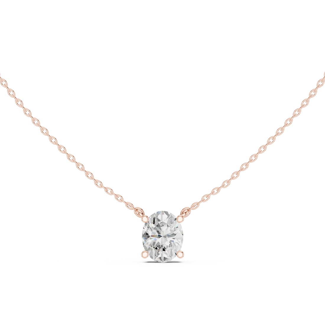 Oval Glow Solitaire Diamond Pendant