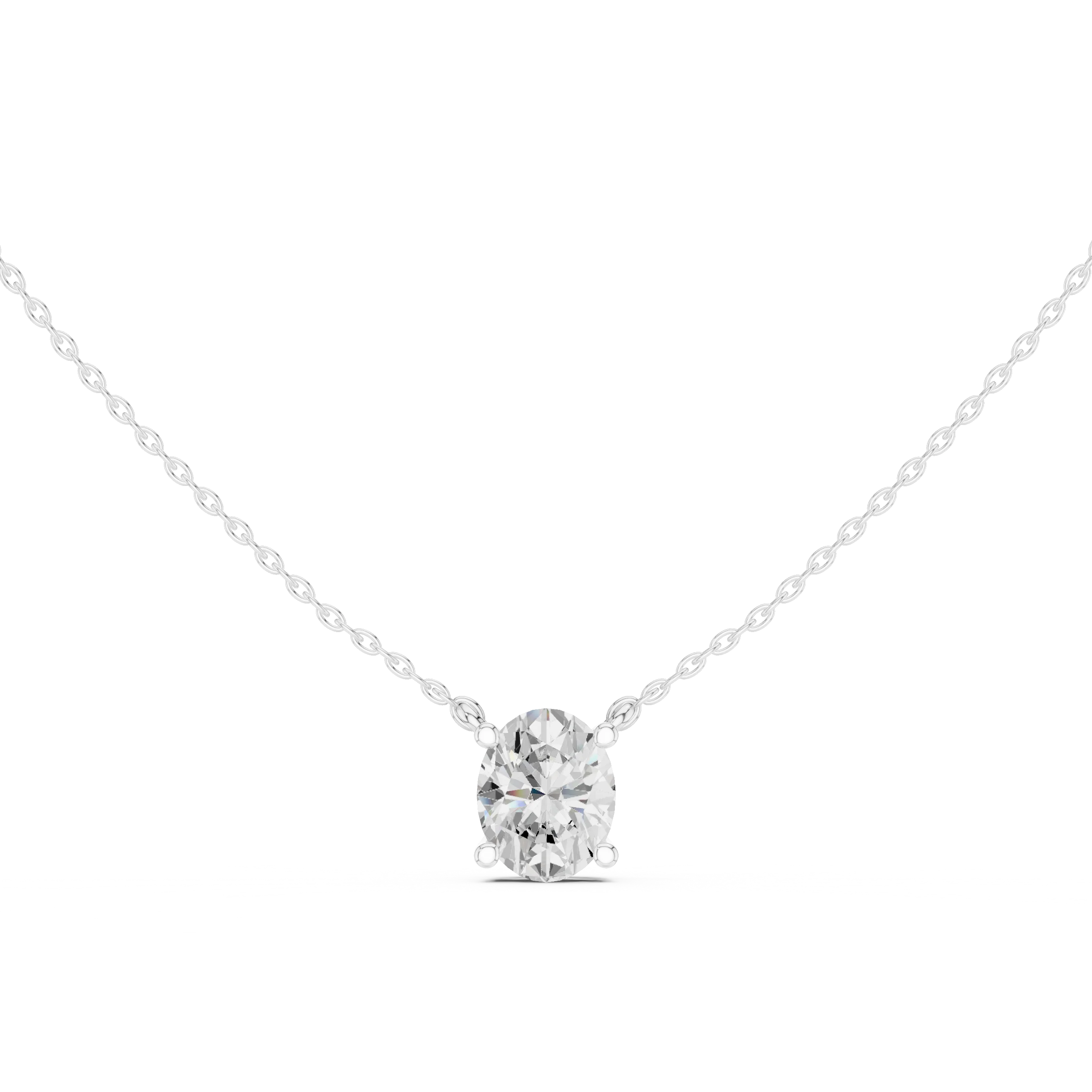 Oval Glow Solitaire Diamond Pendant