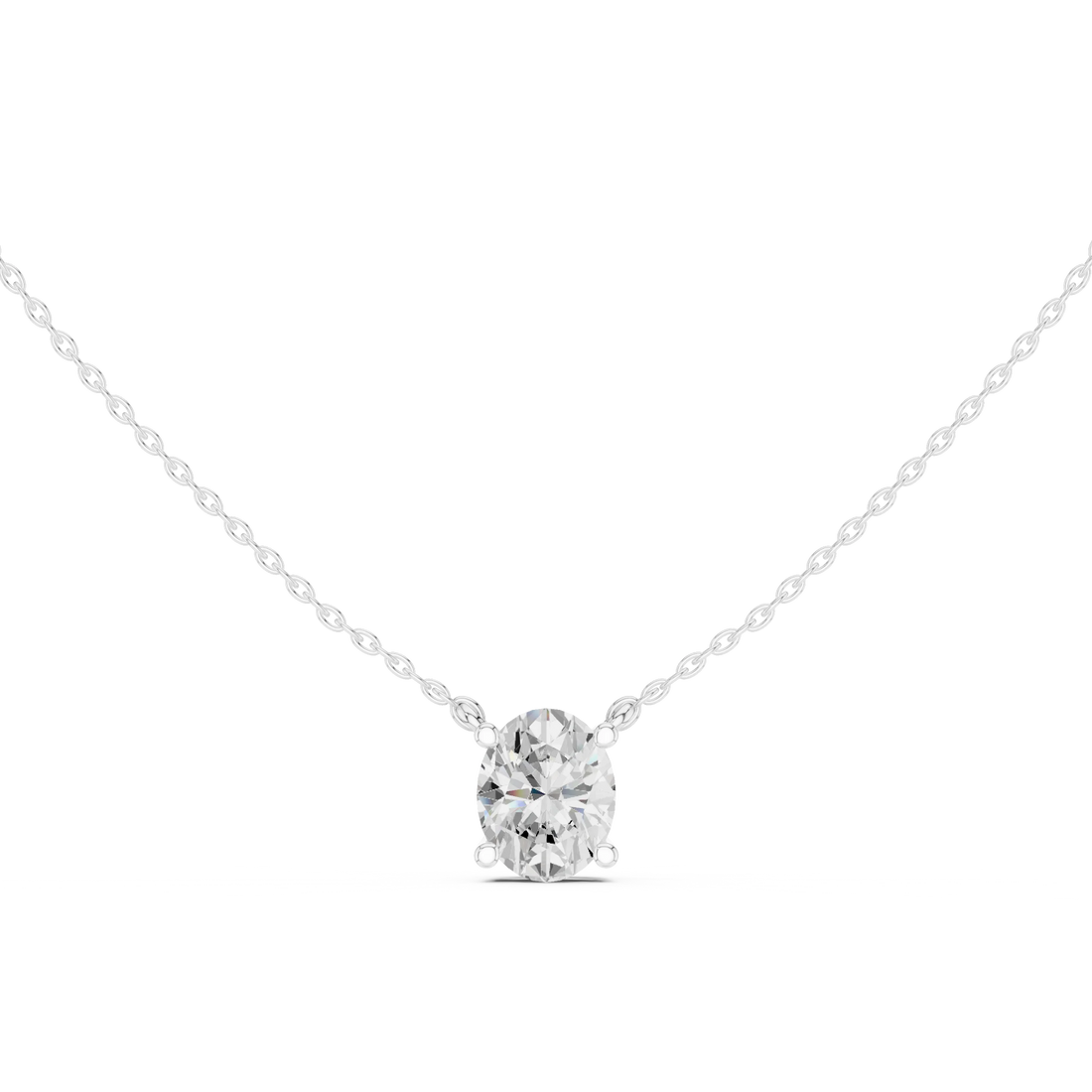 Oval Glow Solitaire Diamond Pendant