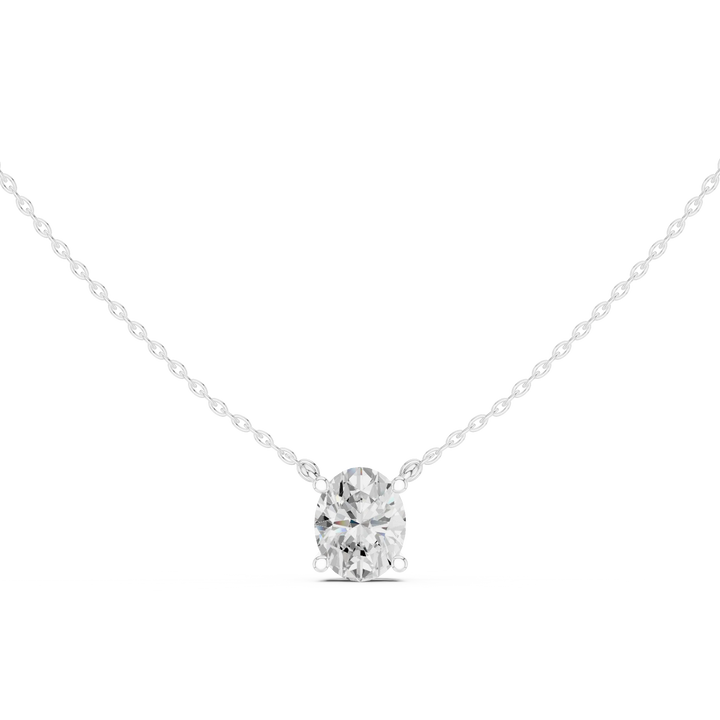 Oval Glow Solitaire Diamond Pendant