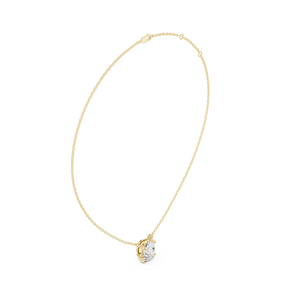 Oval Glow Solitaire Diamond Pendant