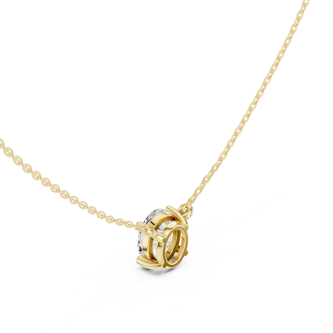 Oval Glow Solitaire Diamond Pendant