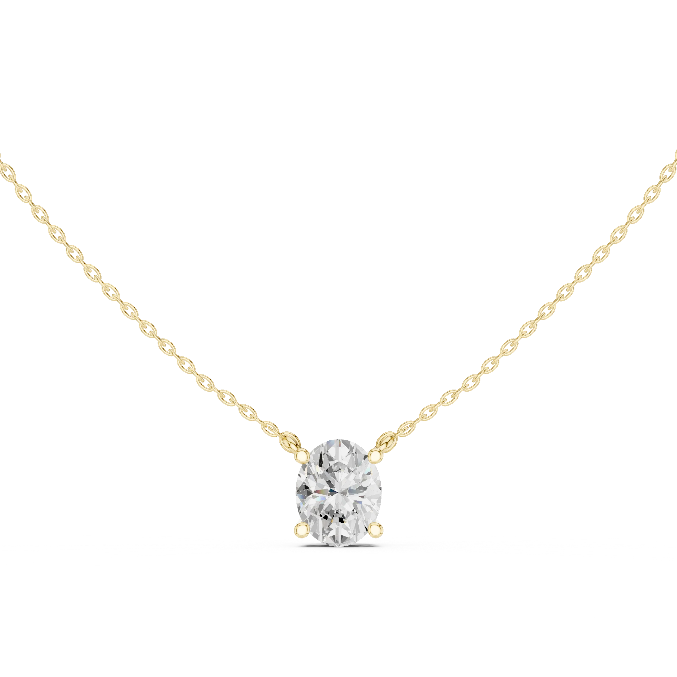 Oval Glow Solitaire Diamond Pendant