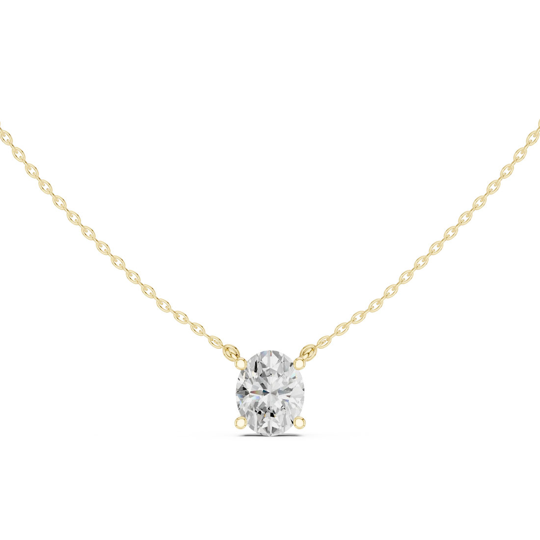 Oval Glow Solitaire Diamond Pendant