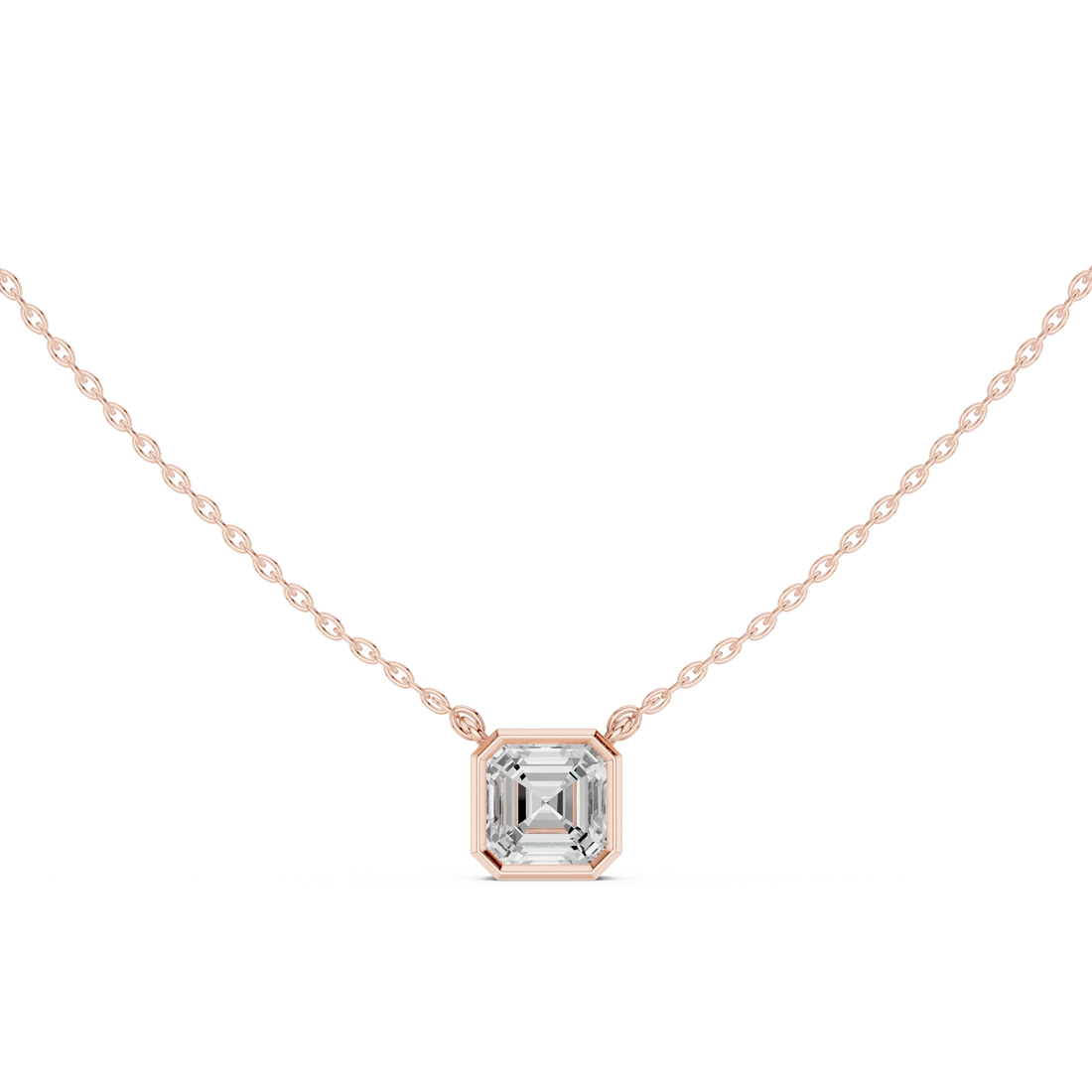 Celestia Asscher Bezel Diamond Pendant