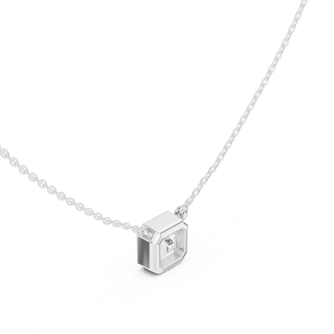 Celestia Asscher Bezel Diamond Pendant
