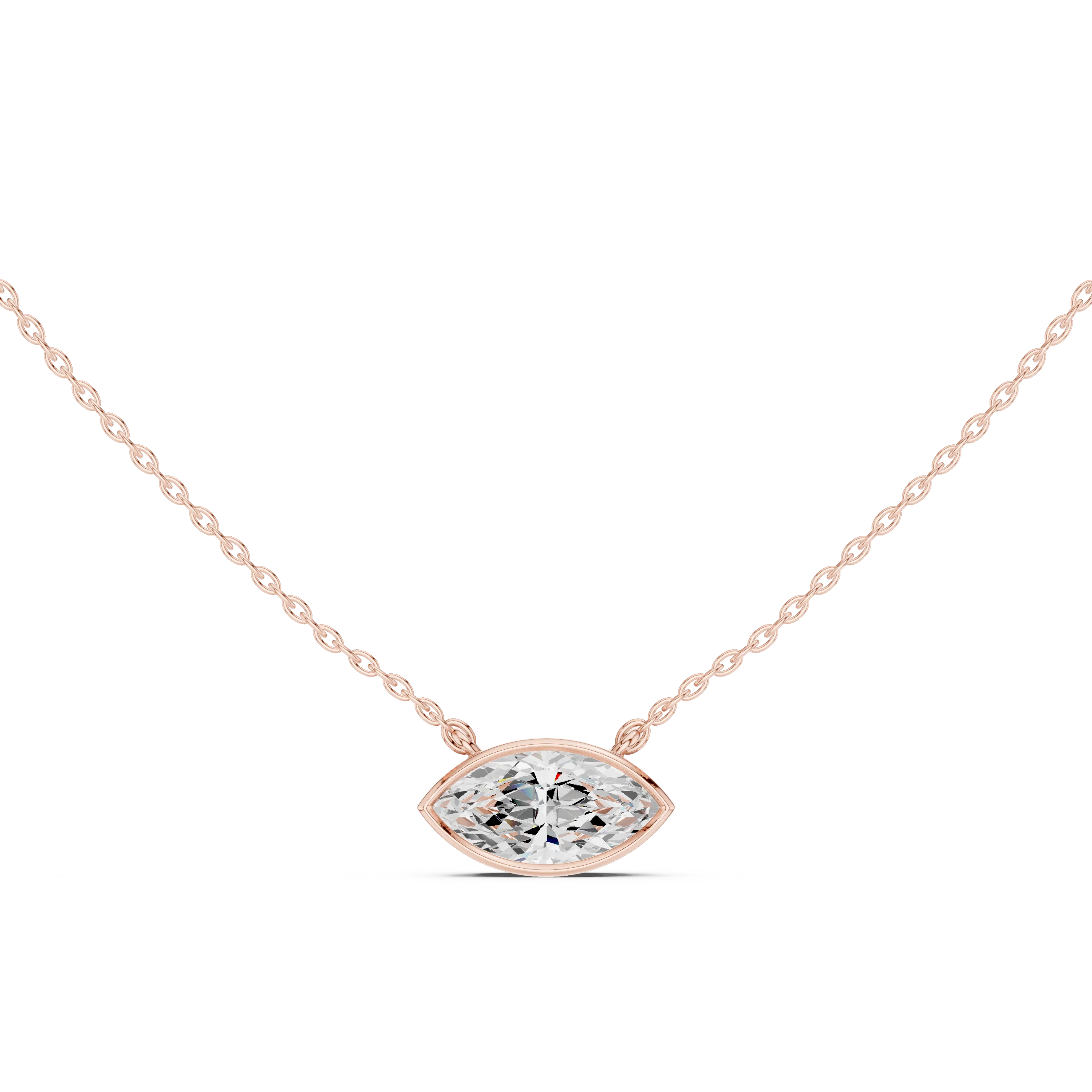 Marquise Aura Bezel Solitaire Diamond Pendant