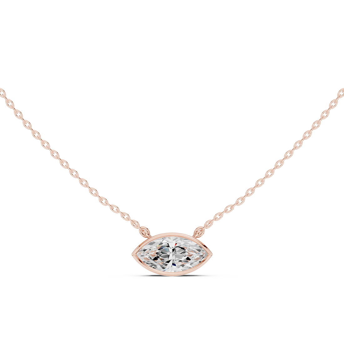 Marquise Aura Bezel Solitaire Diamond Pendant