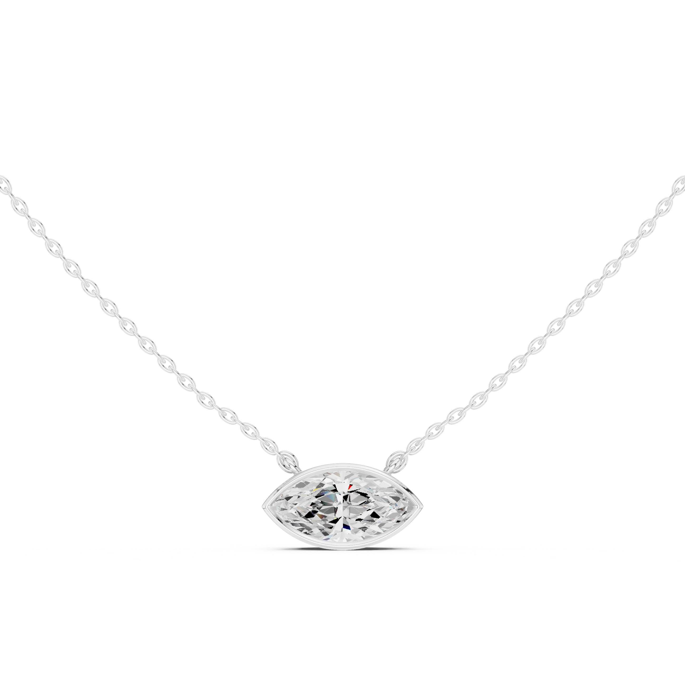 Marquise Aura Bezel Solitaire Diamond Pendant