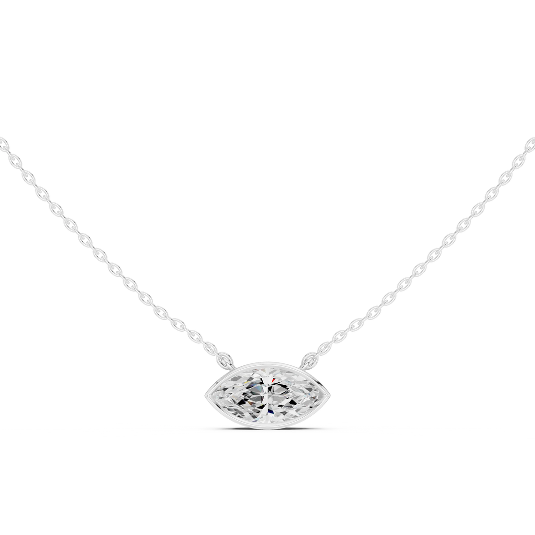 Marquise Aura Bezel Solitaire Diamond Pendant