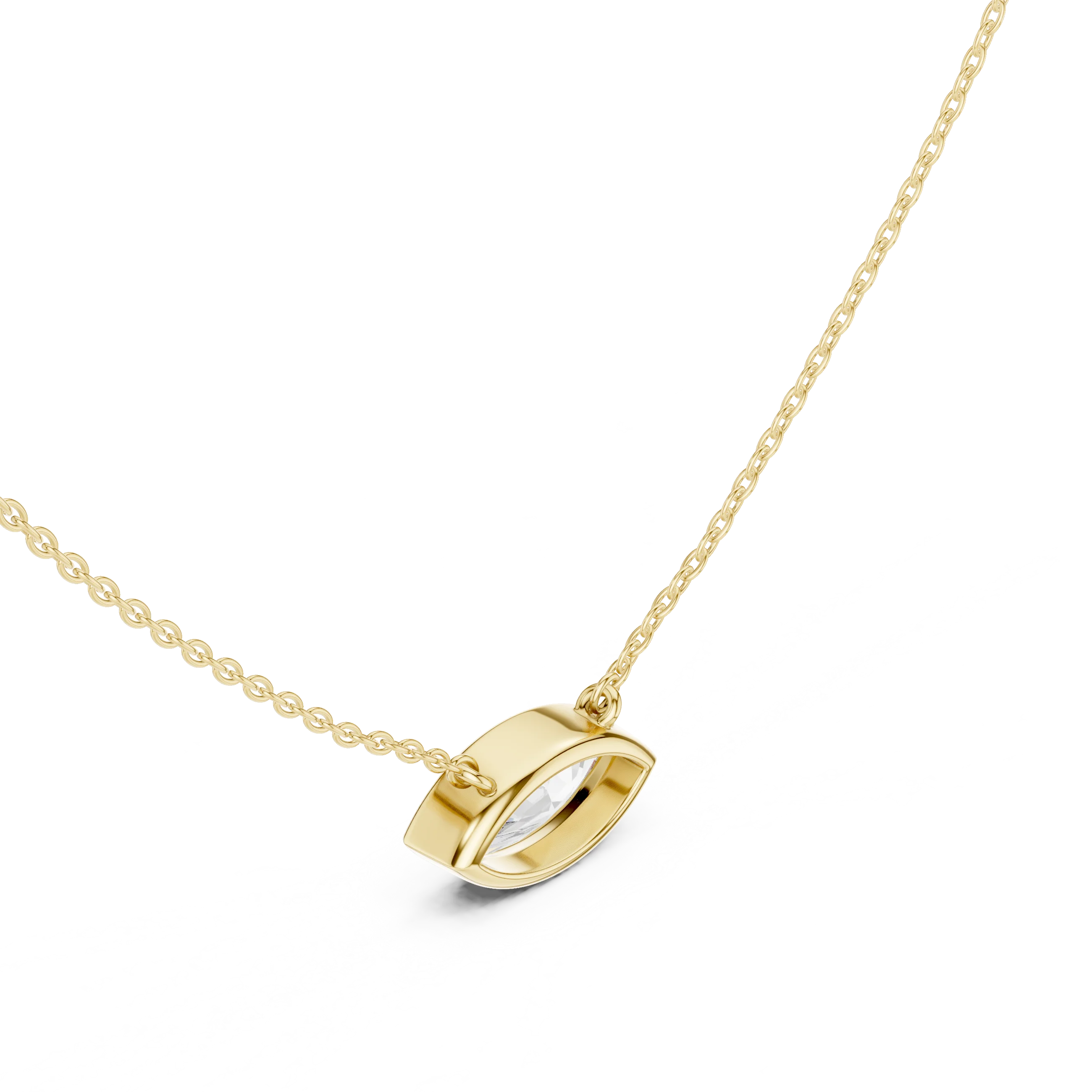 Marquise Aura Bezel Solitaire Diamond Pendant