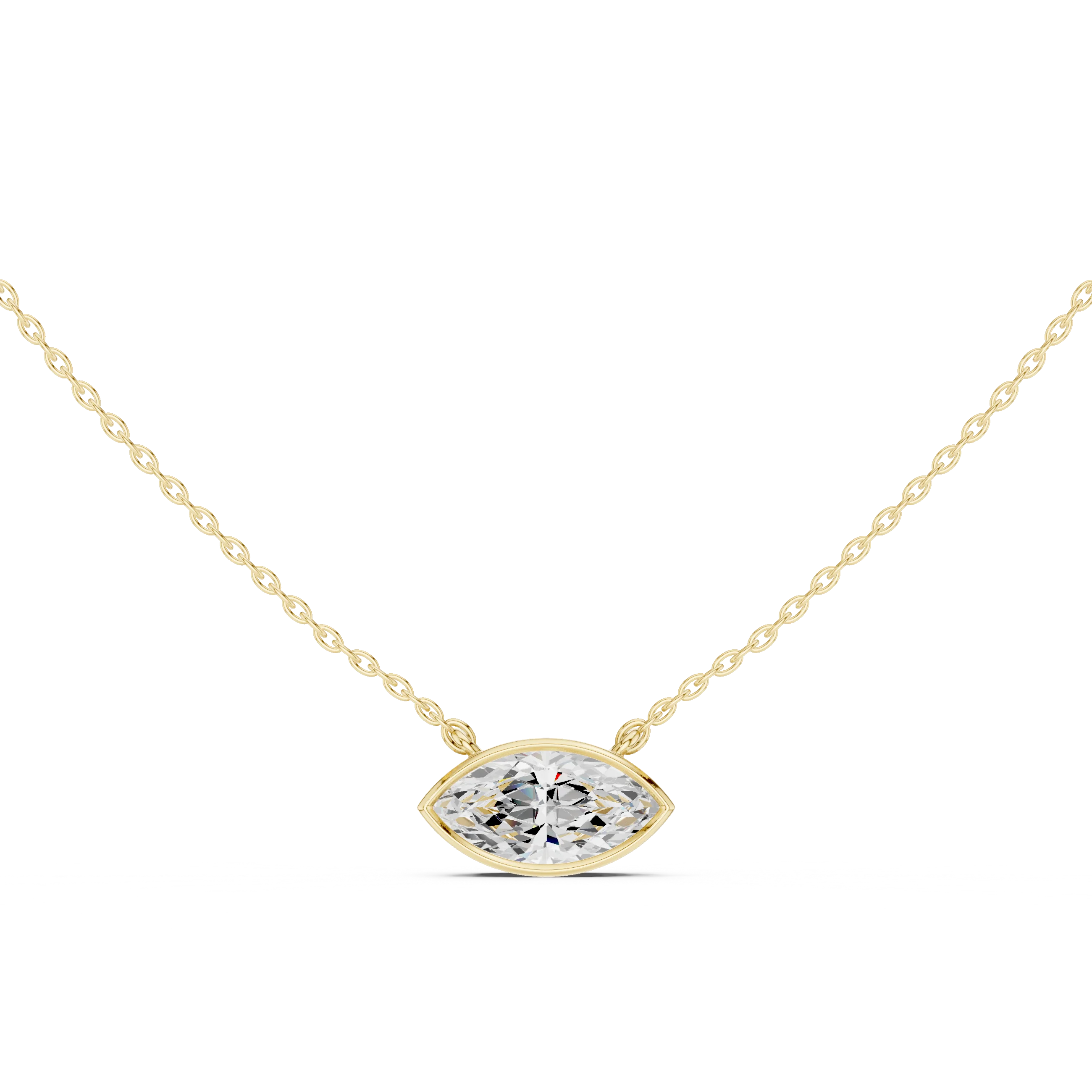 Marquise Aura Bezel Solitaire Diamond Pendant