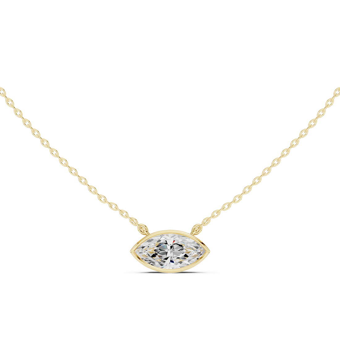 Marquise Aura Bezel Solitaire Diamond Pendant