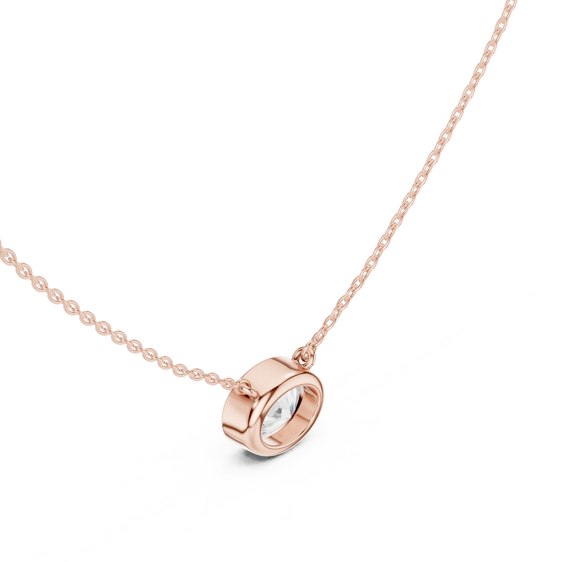 Oval Halo Bezel Solitaire Diamond Pendant