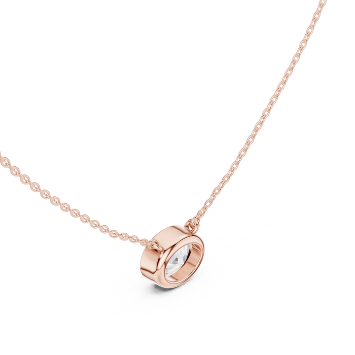 Oval Halo Bezel Solitaire Diamond Pendant