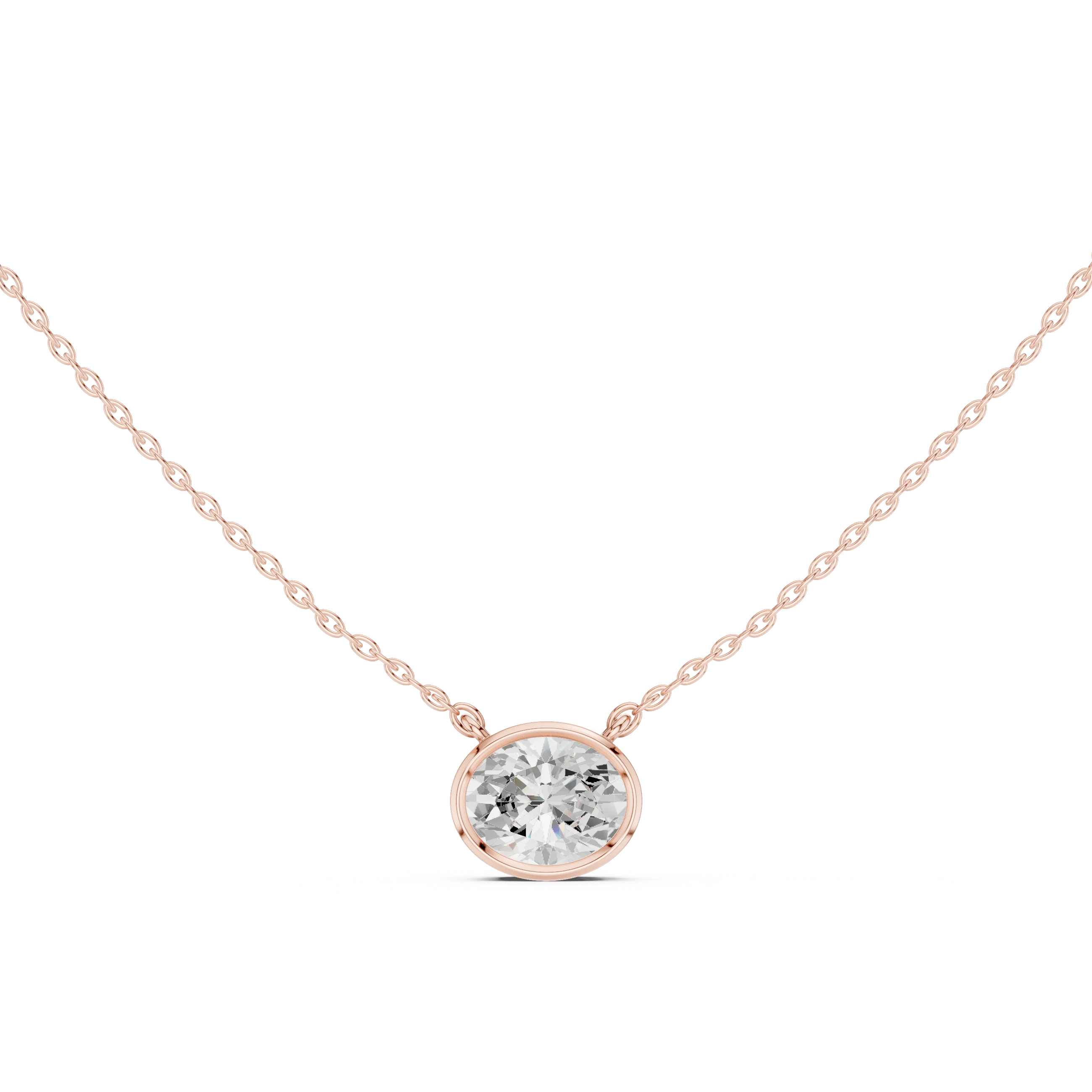 Oval Halo Bezel Solitaire Diamond Pendant