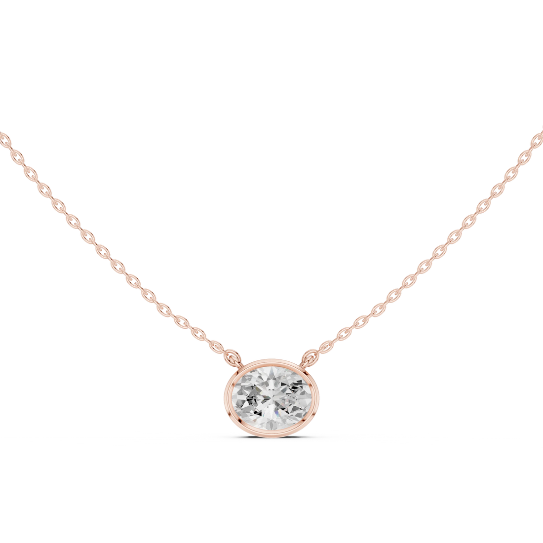Oval Halo Bezel Solitaire Diamond Pendant