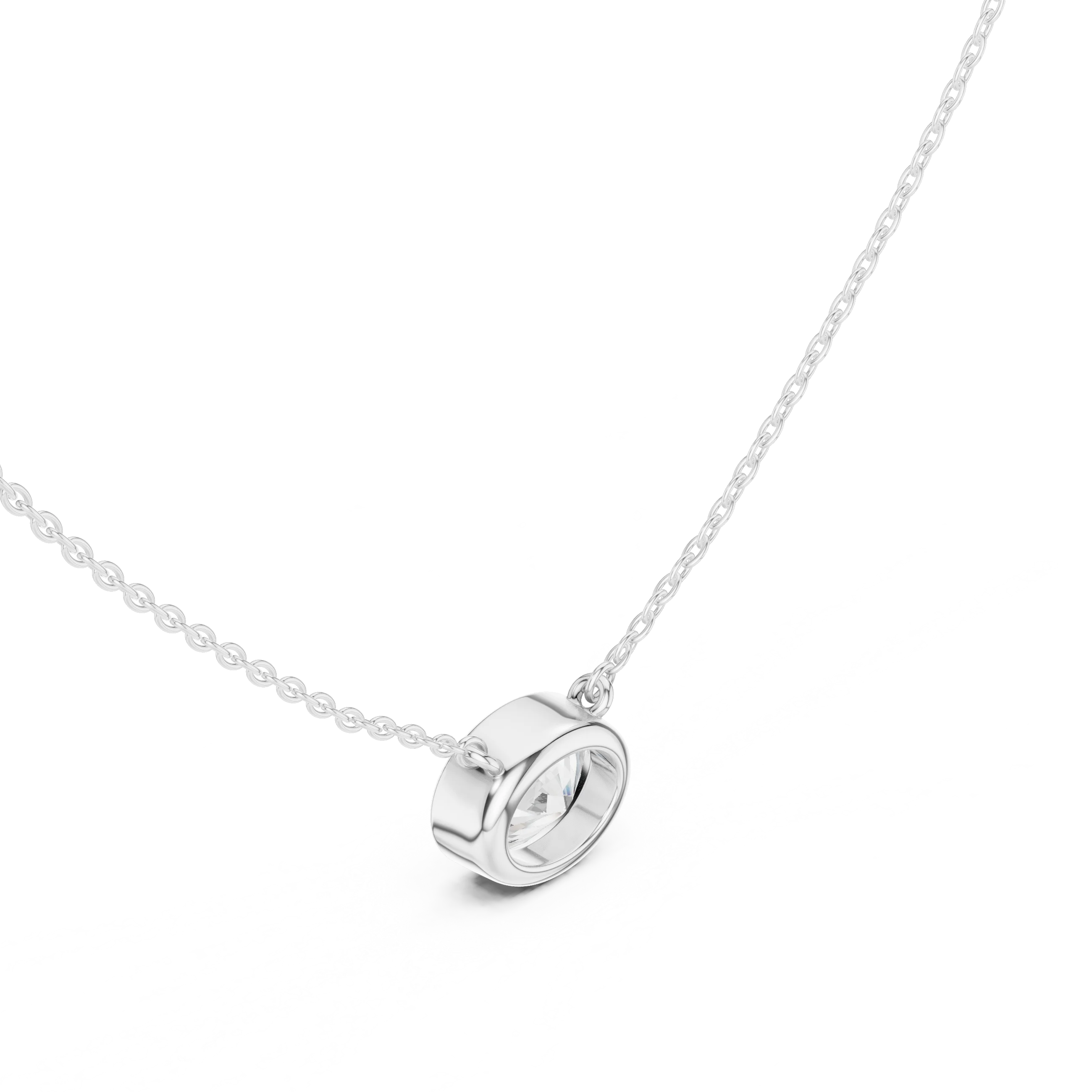 Oval Halo Bezel Solitaire Diamond Pendant
