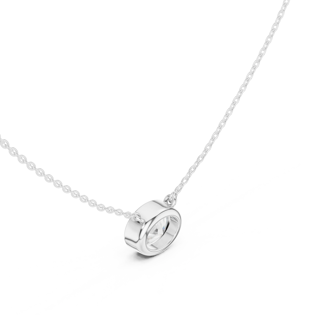 Oval Halo Bezel Solitaire Diamond Pendant