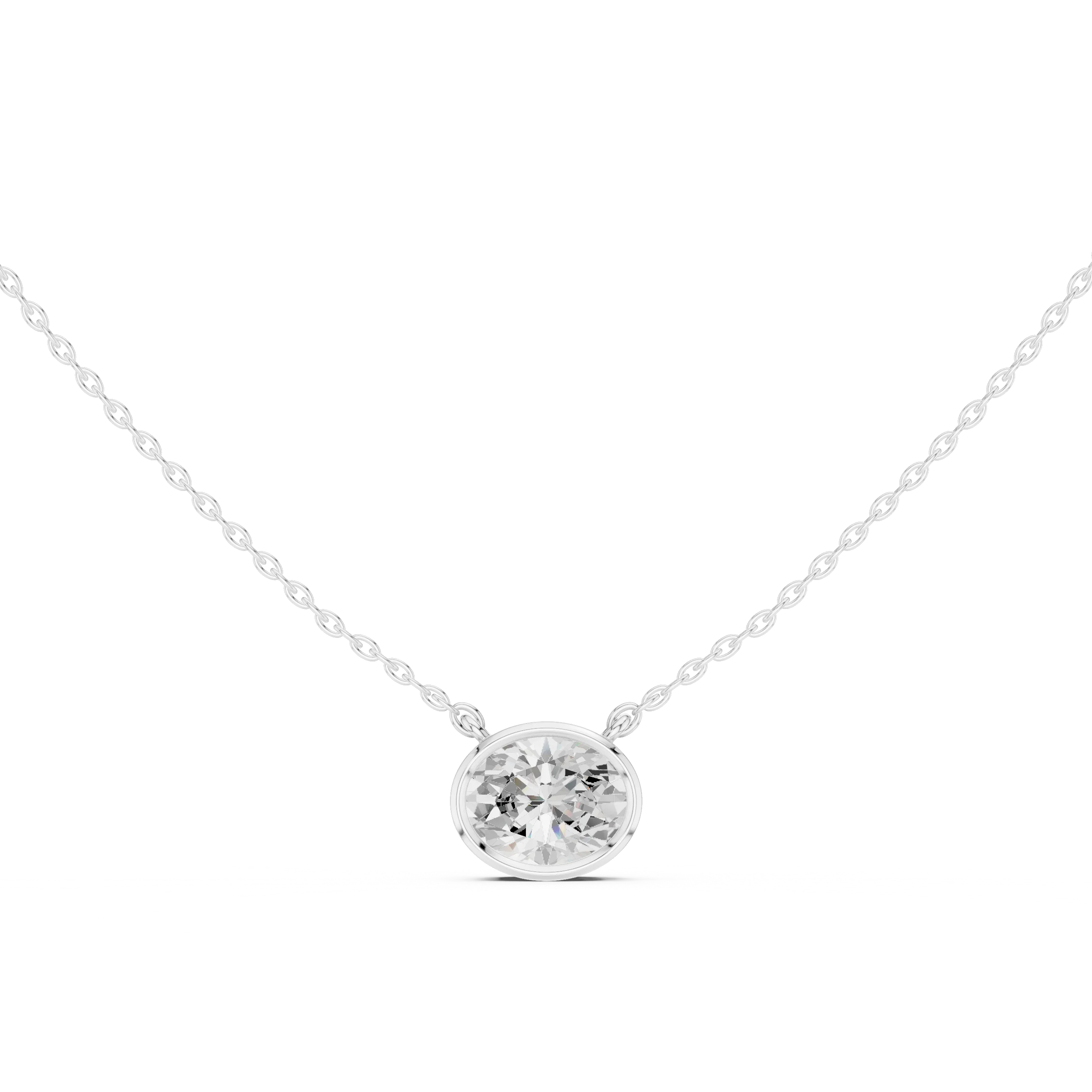 Oval Halo Bezel Solitaire Diamond Pendant