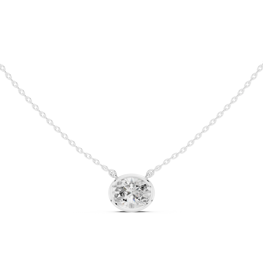 Oval Halo Bezel Solitaire Diamond Pendant