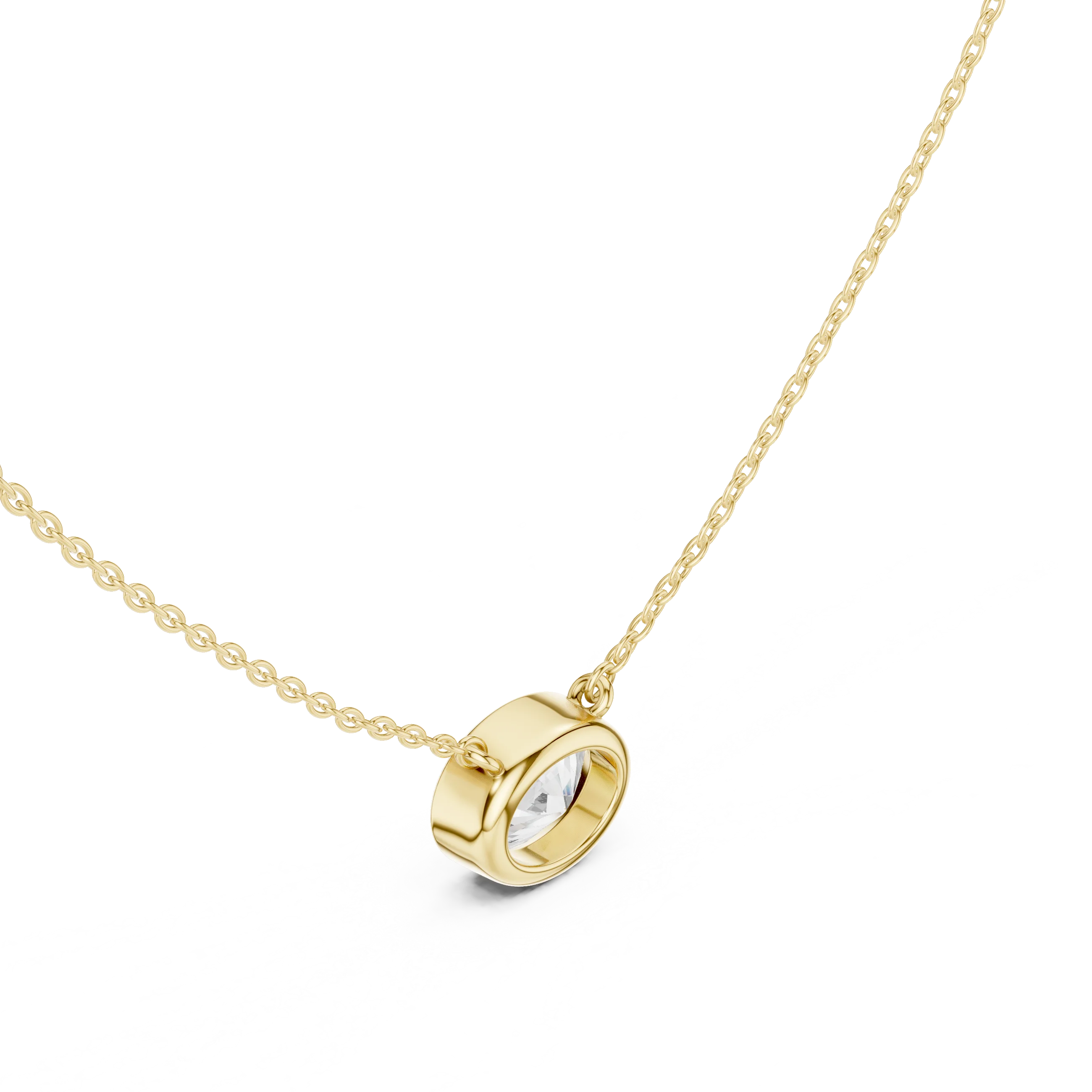Oval Halo Bezel Solitaire Diamond Pendant