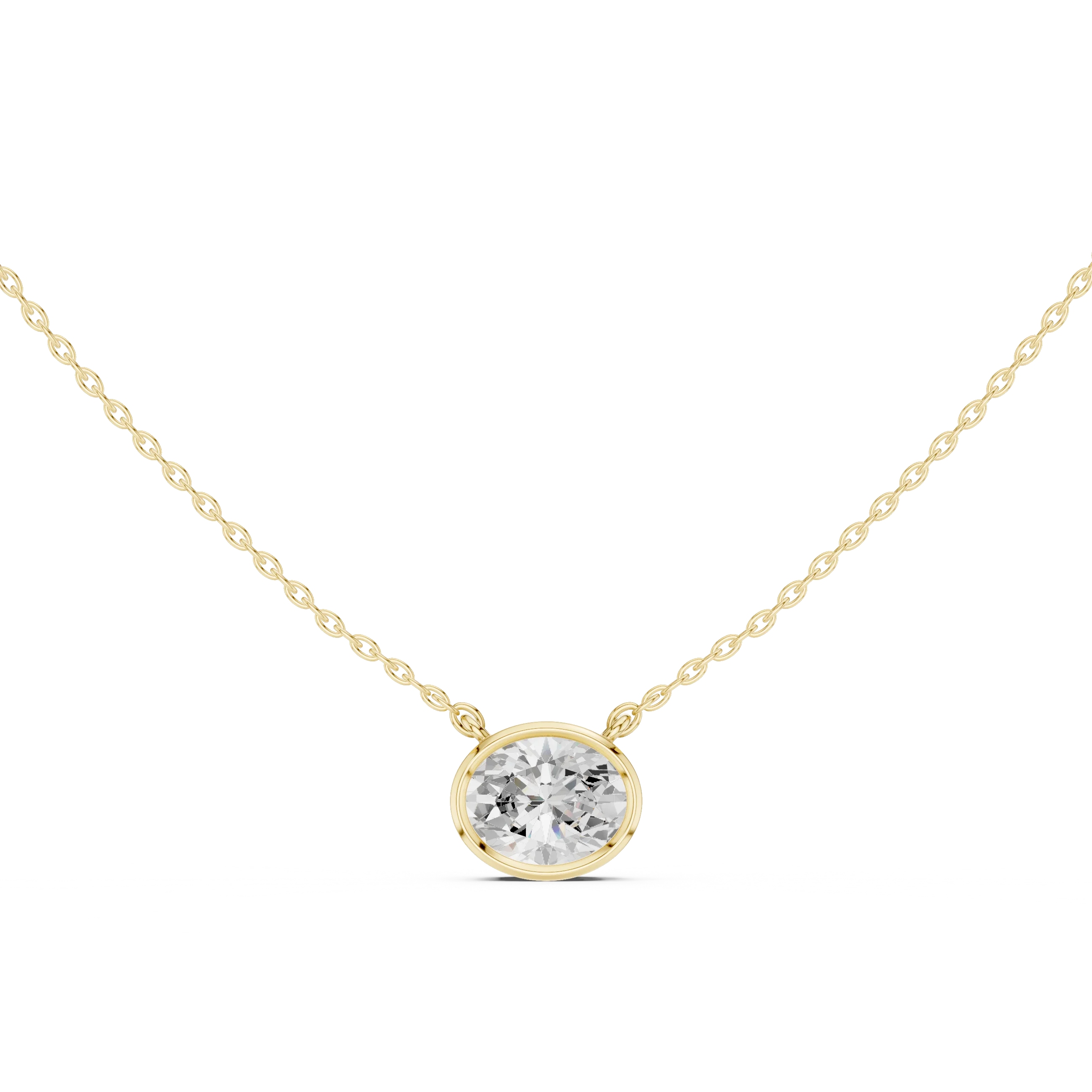 Oval Halo Bezel Solitaire Diamond Pendant