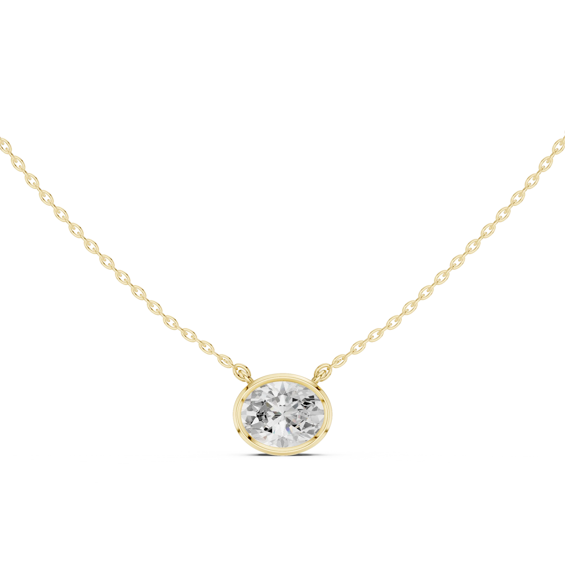 Oval Halo Bezel Solitaire Diamond Pendant