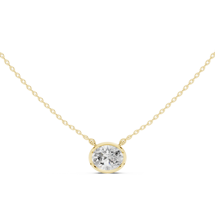 Oval Halo Bezel Solitaire Diamond Pendant