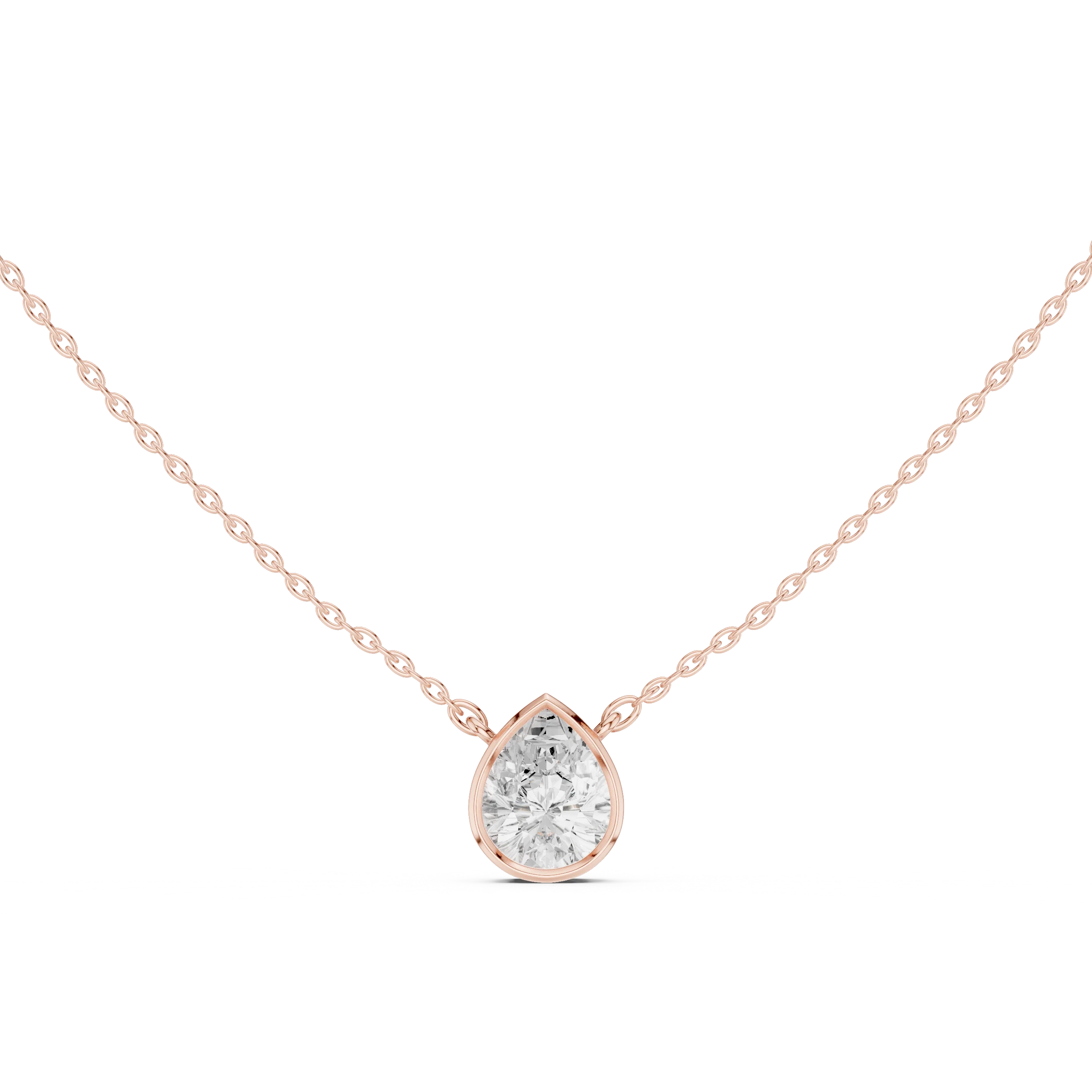 Pear Aura Bezel Solitaire Diamond Pendant